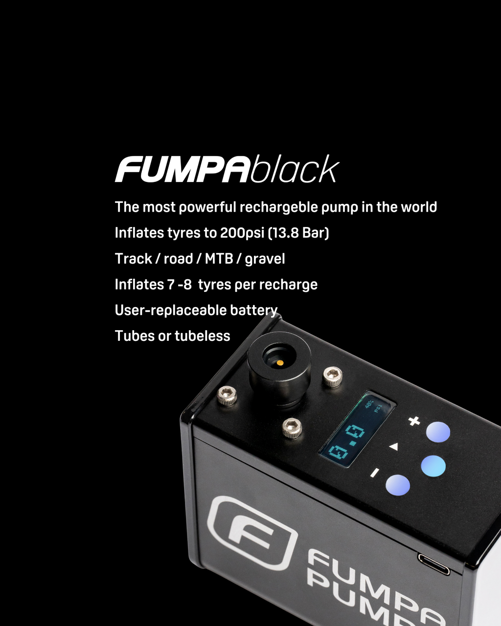 Fumpablack 200psi bike pump